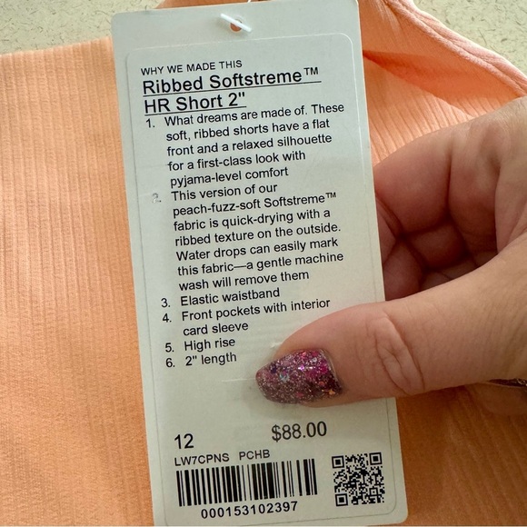 Lululemon Ribbed Softstreme High Rise Shorts Peach Bellini 12 NWT - Picture 9 of 9